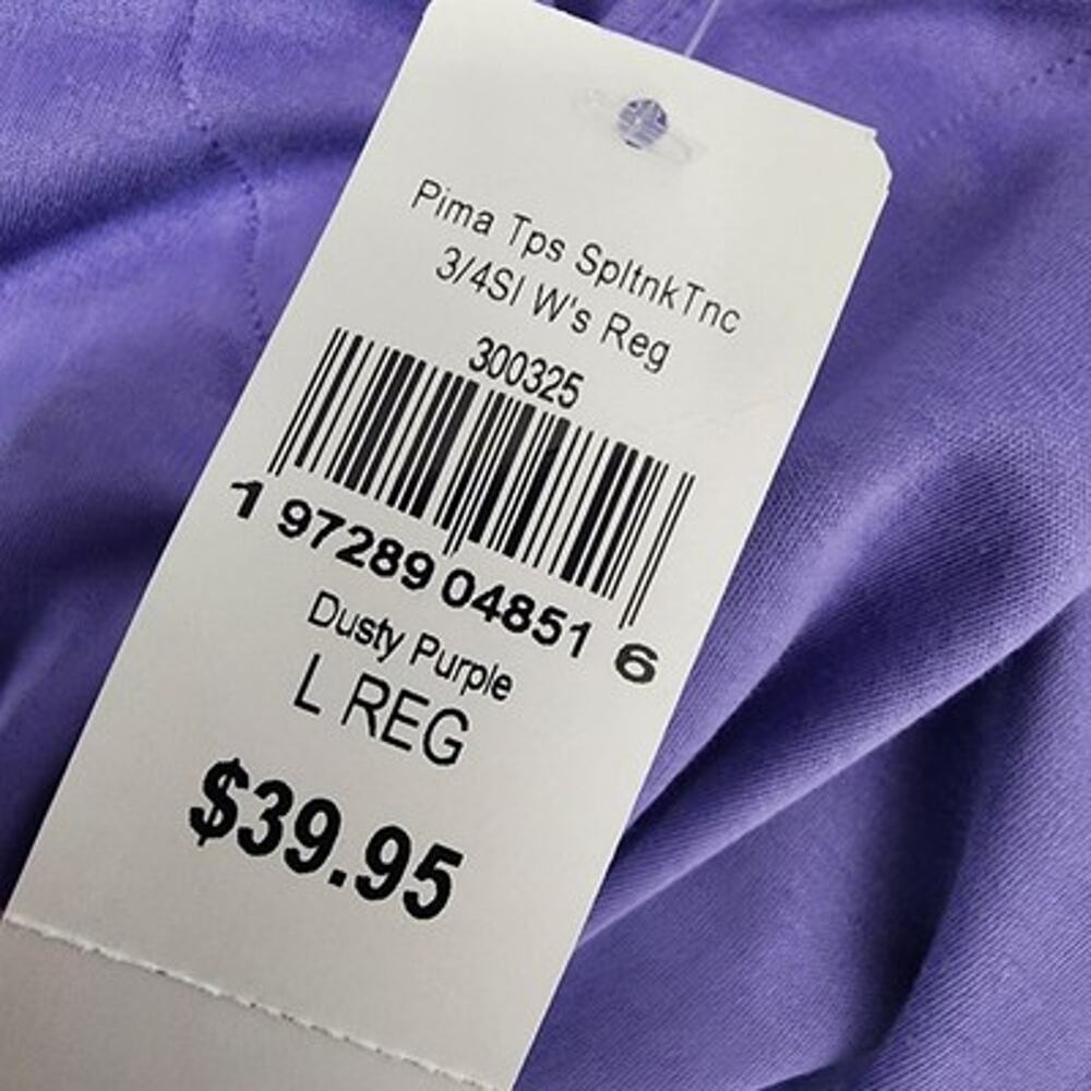 LL Bean Womens Pima Cotton Tunic 3/4 Sleeve Splitneck Purple Large 300325 Casual - Picture 10 of 10